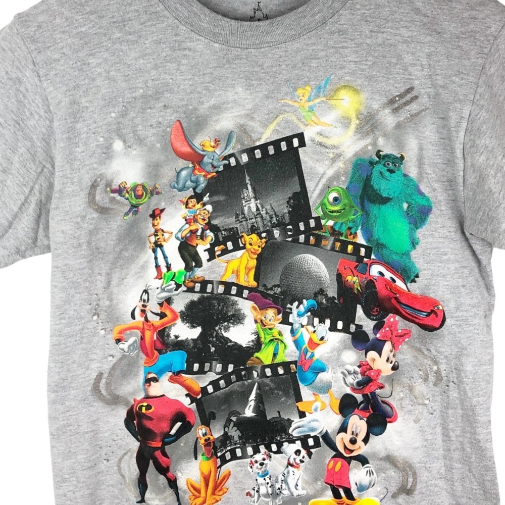 Walt Disney World Gray Graphic T Shirt Women's All Over Characters Movie Film - Picture 7 of 14